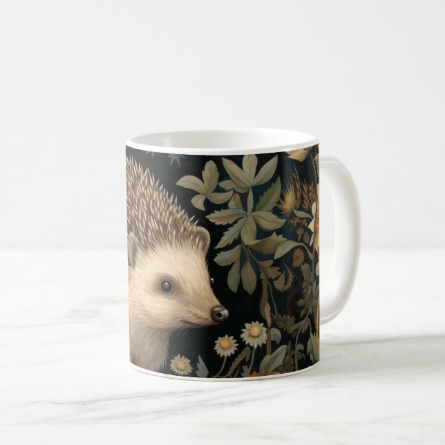Igel im Wald William Morris-Stil Kaffeetasse (VorderseiteRechts)