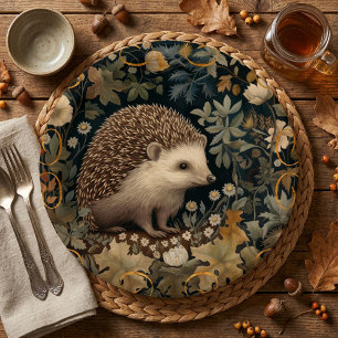 Igel im Wald William Morris-Stil Pappteller