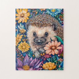 Igel in der blühenden Blume Bett Puzzle