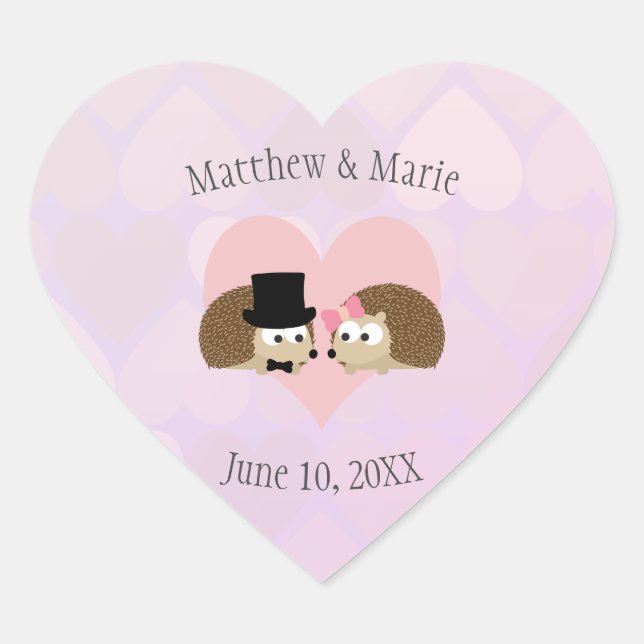 Igel in der Liebe Herz-Aufkleber (Vorderseite)