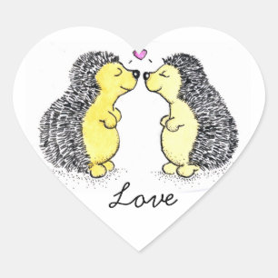 Igel in der Liebe Herz-Aufkleber