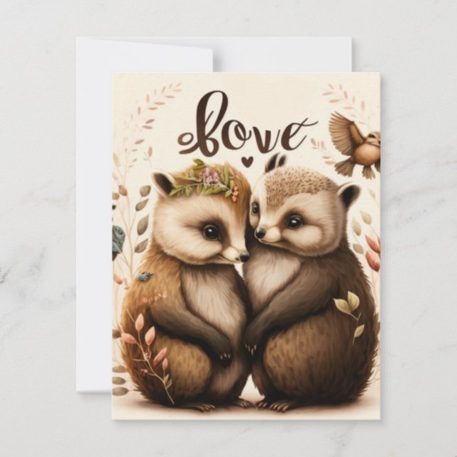 Igel in der Liebe RSVP Karte (Vorderseite)