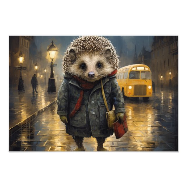 Igel in der Nebel-Aquarellgestaltung Fotodruck (Vorne)