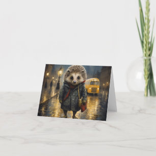 Igel in der Nebel-Aquarellgestaltung Karte