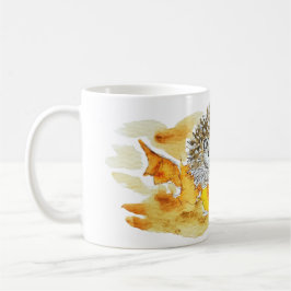 Igel in Herbstlaub Kaffeetasse