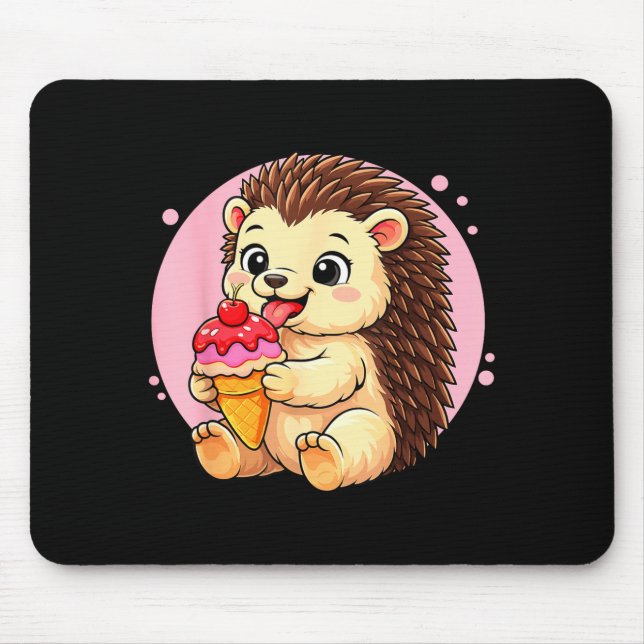Igel isst Eis-Grafik Jungen Mädchen Mousepad (Vorne)