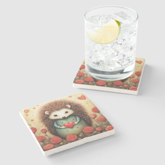 IGEL LIEBE 2 STEINUNTERSETZER (Seitenansicht)