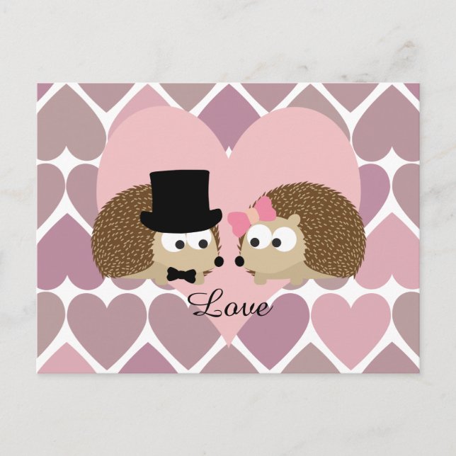 Igel Liebe mit Herz Postkarte (Vorderseite)