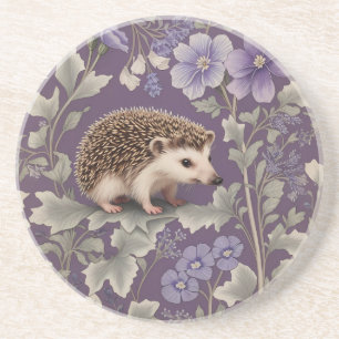 Igel-Lila William Morris Inspirierter Blumenmuster Getränkeuntersetzer