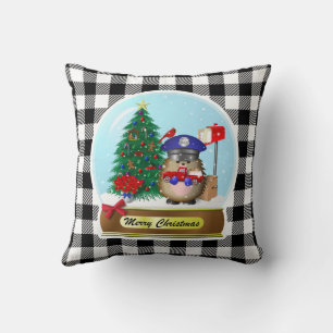 Igel Mail Carrier Snow Globe Kissen