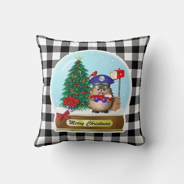 Igel Mail Carrier Snow Globe Kissen (Rückseite)