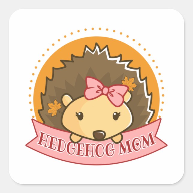 Igel-Mama Quadratischer Aufkleber (Vorderseite)