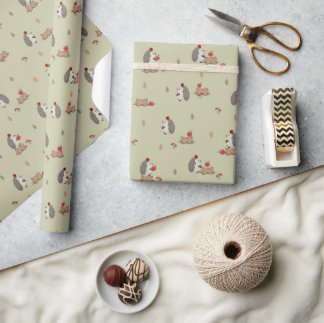 Igel mit Äpfeln Geschenkpapier