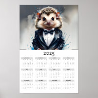 Igel mit Aquarellfarbe Tux 2025 - Mauerkalender