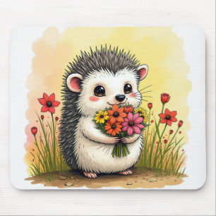 Igel mit Blume Bouquet Mousepad