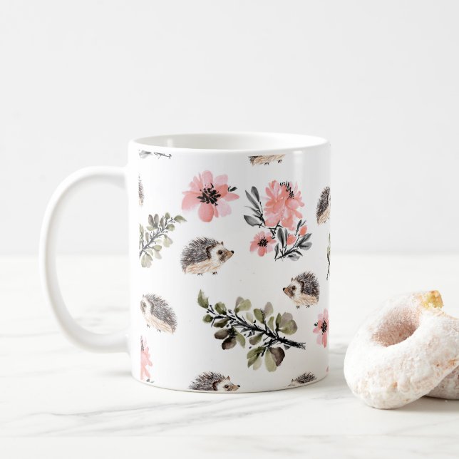 Igel mit Blumen Kaffeetasse (Mit Donut)
