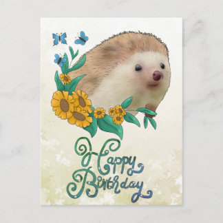 Igel mit Blüten Postkarte