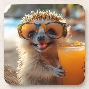 Igel mit Cocktail Getränkeuntersetzer