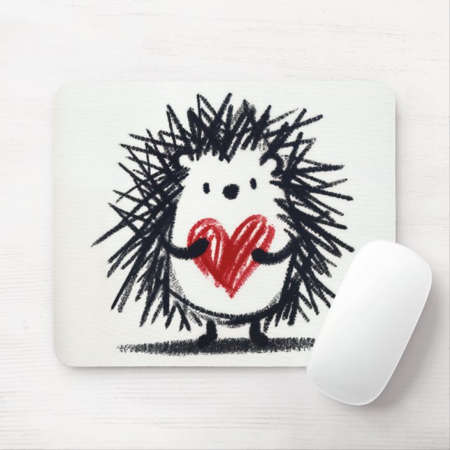 Igel mit Doodle-Herz Mousepad (Mit Mouse)
