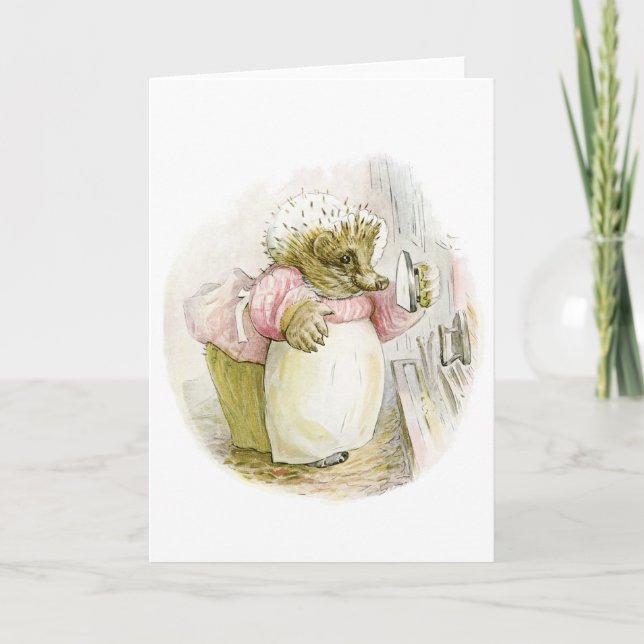 Igel mit Eisen-Frau Tiggy-Strandschnecke Karte (Vorderseite)