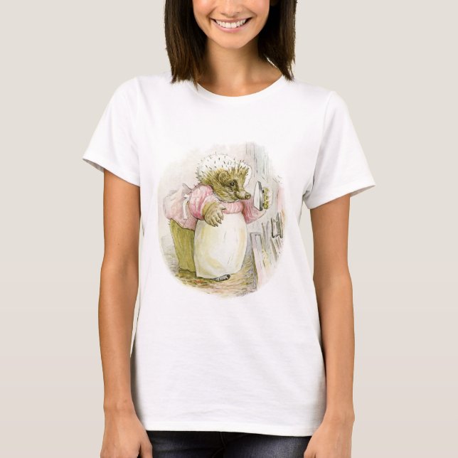 Igel mit Eisen-Frau Tiggy-Strandschnecke T-Shirt (Vorderseite)