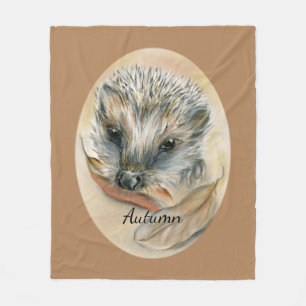 Igel mit Herbst verlässt personalisiert Fleecedecke