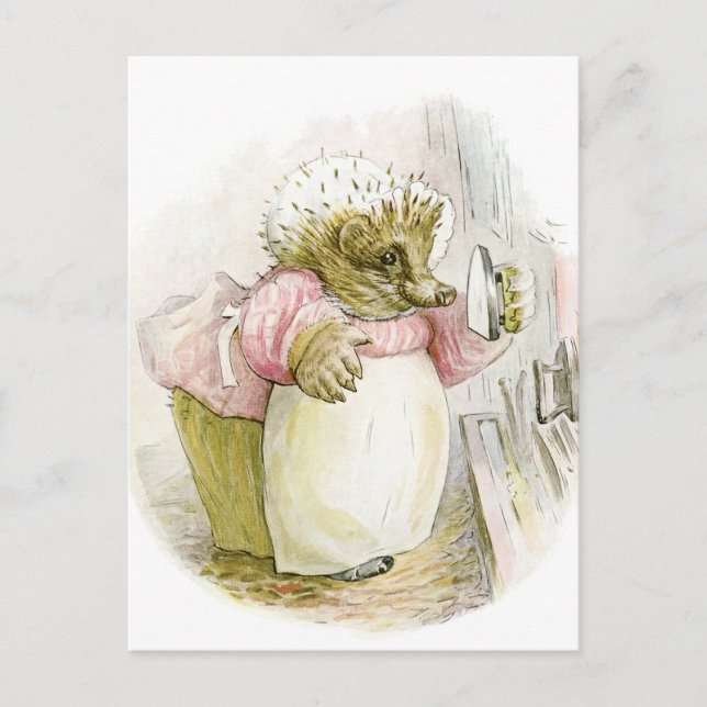 Igel mit Iron Frau Tiggy-Winkle Postkarte (Vorderseite)