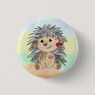 Igel mit Kirschen Button