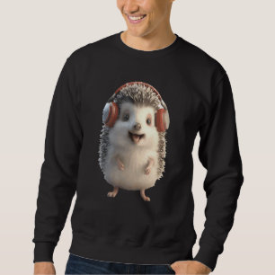 Igel mit Kopfhörern Süßes Tier Grafik Sweatshirt