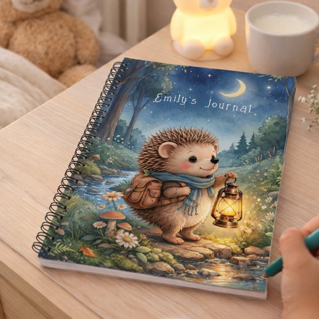 Igel Mit Laterne Personalisiertes Kinder-Tagebuch Notizbuch (Von Creator hochgeladen)