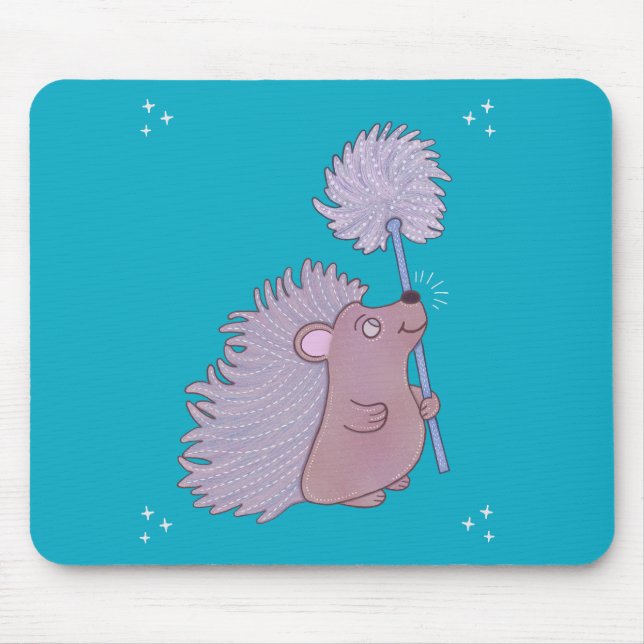 Igel mit Löwenzahn | Niedliche Volkskunst Natur Mousepad (Vorne)