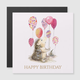 Igel mit rosa Ballons Alles Gute zum Geburtstag Magnetkarte