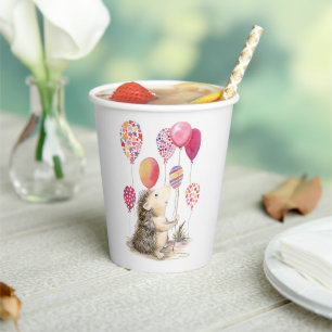 Igel mit rosa Luftballons Pappbecher