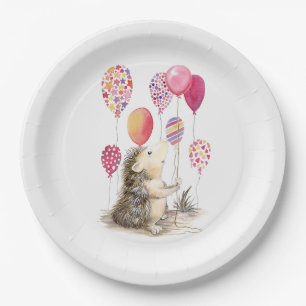 Igel mit rosa Luftballons Pappteller