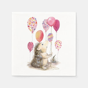 Igel mit rosa Luftballons Serviette