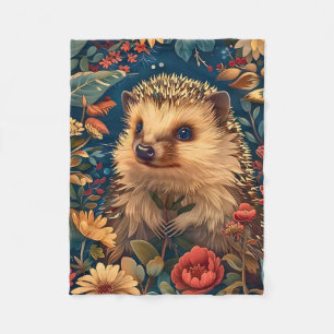 Igel-Muster Vintage-Wald Blumen Garten Fleecedecke