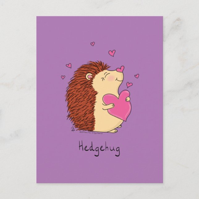 Igel Niedlich Kinder Valentinstag Schläger Postkarte (Vorderseite)