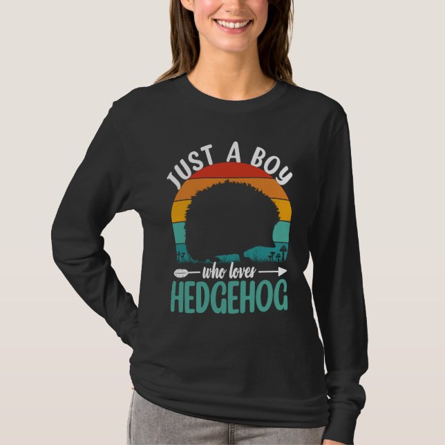 Igel nur ein Junge, der Lieben Igel Retro Vint T-Shirt (Vorderseite)