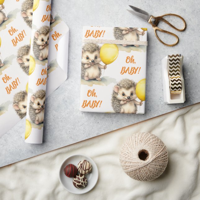 Igel Oh Baby Gender Neutral Baby Dusche Geschenkpapier (Kunsthandwerk)