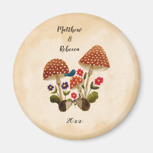 Igel-Paar, Pilze, Blumen Magnet