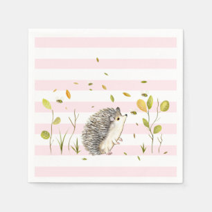 Igel Party Dekor Papier Napkins Rosa Streifen Serviette