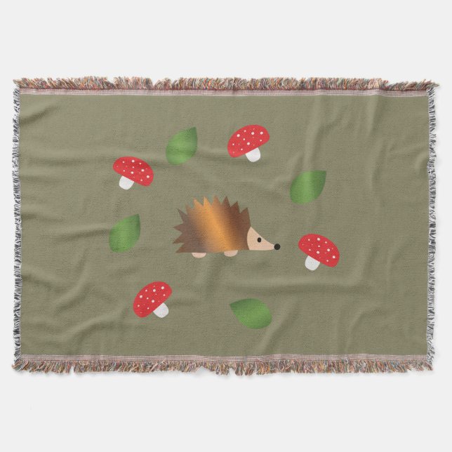 Igel Pilze und Blätter Decke (Vorderseite)