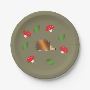 Igel-Pilze und -Blätter Pappteller