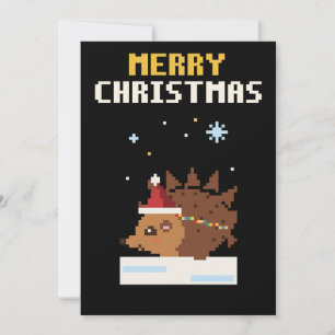 Igel-Pixel-Art-Weihnachtskarte Feiertagskarte