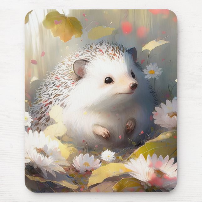 Igel Portrait Tiermalerei Wildlife Forest Mousepad (Vorne)