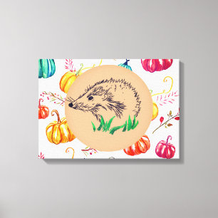 Igel Pumpkins Fall Canvas Print Leinwanddruck