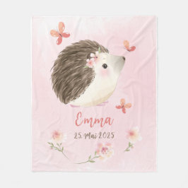 Igel rosa 2 - Aquarell-Design | personalisierbare Fleecedecke