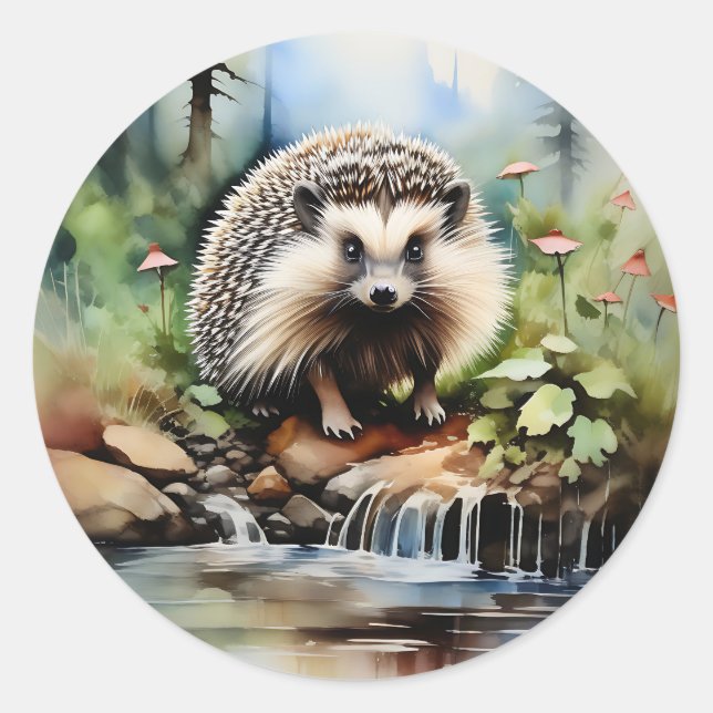 Igel Runder Aufkleber (Vorderseite)