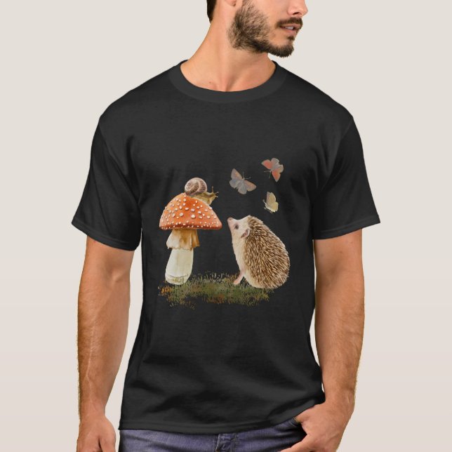 Igel Schneckenschmetterlinge und Mushroom Zen Chil T-Shirt (Vorderseite)