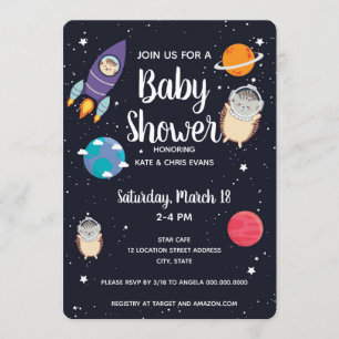 Igel Space Navy Galaxy Kinderdusche Einladung